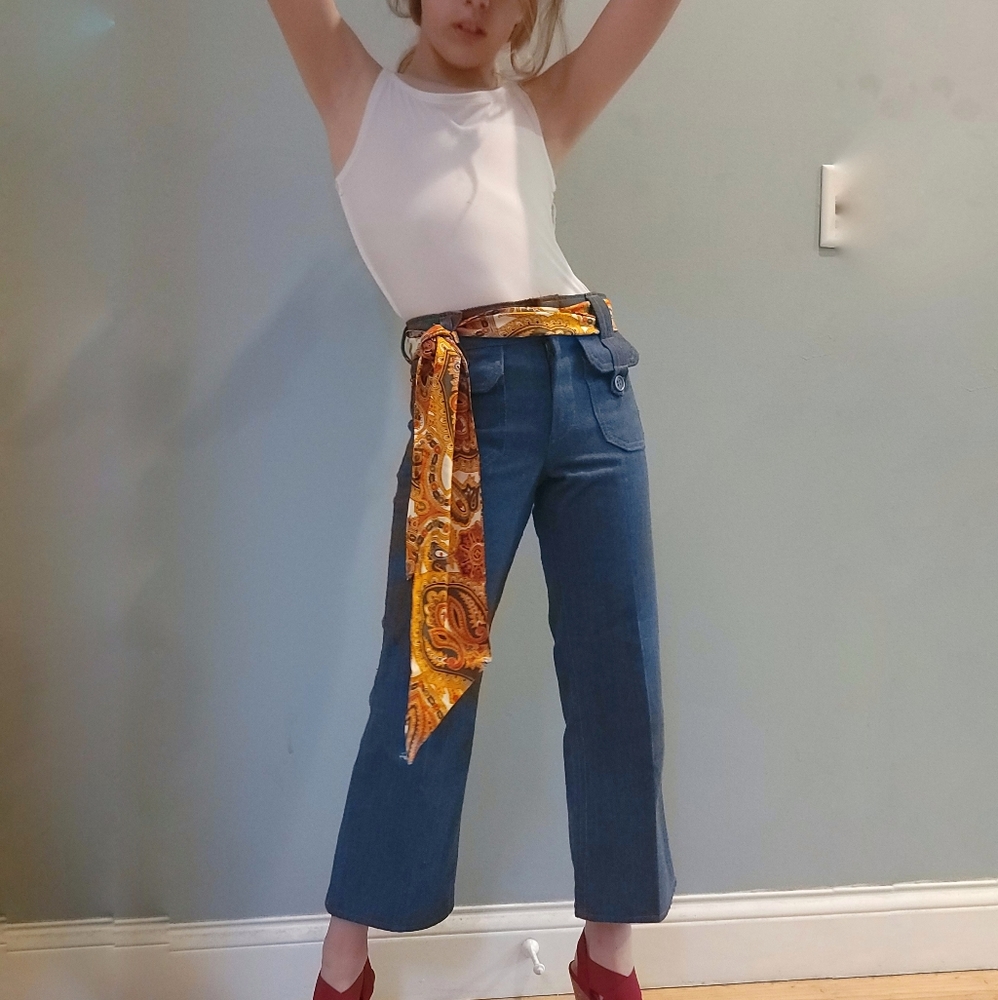 Vintage 70s kids Toughskins flare bluejeans